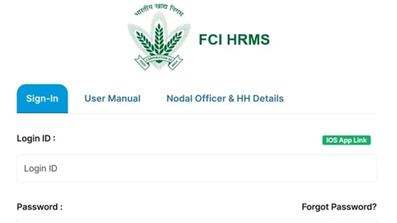 How to Log in to FCI HRMS